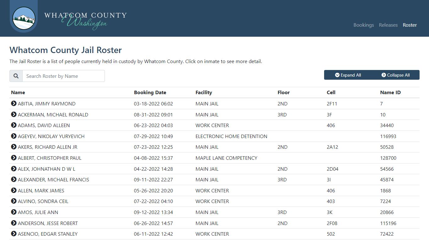 Whatcom County Sheriff's Office | Jail Roster